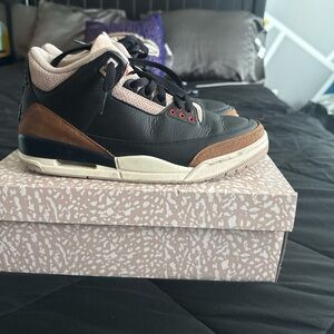 Jordan Black and Brown Athletic Shoes with Signature Air Cushioning